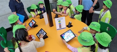 Children playing with iPads