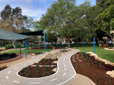 Bike track in the newly renovated Cabramatta Early Learning centre backyard